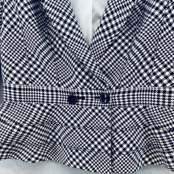 WHBM Black White Houndstooth Fitted Peplum Blazer SZ 6 Classic Feminine - Picture 3 of 12